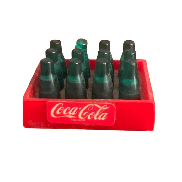 Vintage Lot of 3 80s Coca Cola Miniature Bottle Crates Bottle Yellow Red - Picture 4 of 6